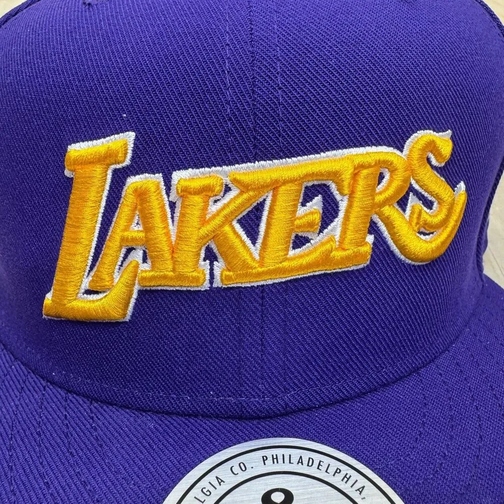 NEW Los Angeles Lakers Mitchell Ness HWC Basic Liberty Fitted Hat Cap Sz 8
